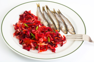 Marinated anchovies isolate on a white background