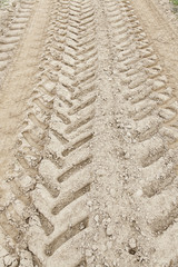 Traces of wheels in the mud