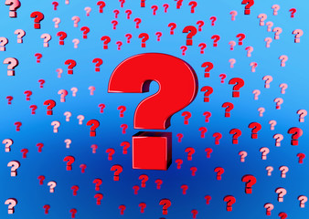 big red question mark background 3D illustration faq sign