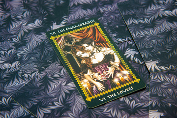 Tarot card Judgement. Labirinth tarot deck. Esoteric background.