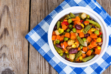 Mixture of vegetables for Mexican with red beans and sweet corn
