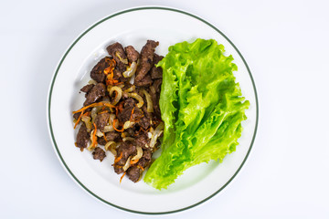 Calfs liver with letucce garnish