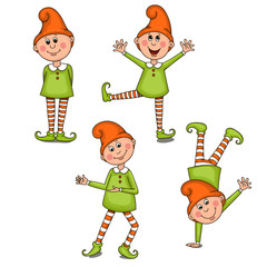 Set funny gnomes. Vector clip-art illustration on a white background