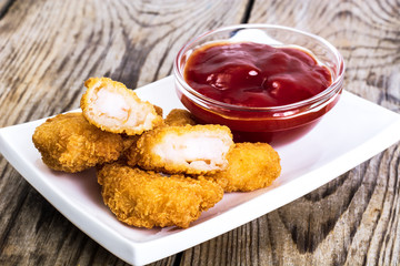 Shrimp tempura with ketchup