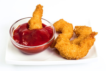 Shrimp tempura with ketchup