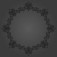 Elegant vector round dark ornament in classic style. Abstract traditional pattern with oriental elements, Classic vintage pattern