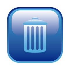 blue square frame with trash container icon vector illustration