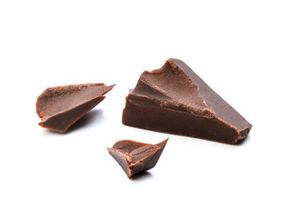 Chocolate pieces isolated on white background with clipping path.