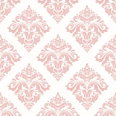 Fototapete Damask vector classic pink pattern. Seamless abstract background with repeating elements. Orient background © Fine Art Studio