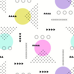 Obraz premium Modern seamless pattern with geometric elements. Memphis style design.