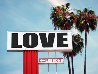 love lessons sign with palm trees
