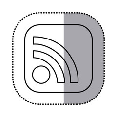 monochrome contour with square sticker of wifi icon vector illustration