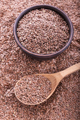 Flax seeds are scattered