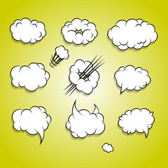 Comic book cartoon cloud balloon set