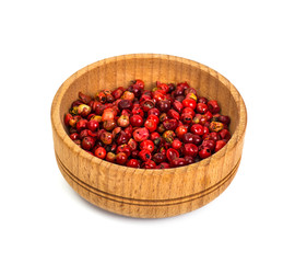 Spicy Spice Pink pepper peas on white background