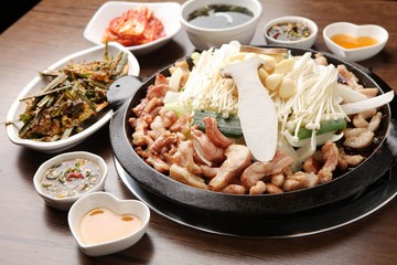 fresh beef entrails. This table is korean style.