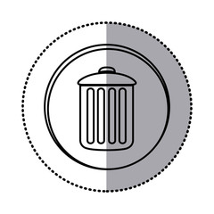 monochrome contour with circle sticker of trash container icon vector illustration