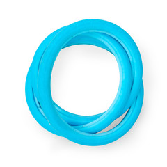 Blue airless solid bicycle tires. On white with clipping path