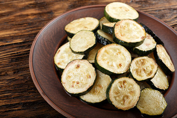 Fried zucchini on the plate