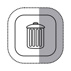 monochrome contour with square sticker of trash container icon vector illustration