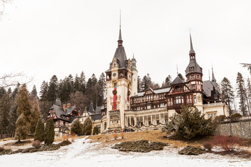 Obraz premium Beautiful view of peles castle in Sinaia, Romania