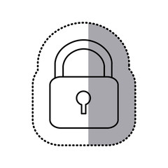 monochrome contour sticker with padlock vector illustration