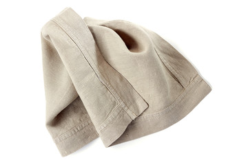 Crmpled linen napkin on white