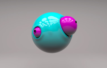 3d render of cartoon character on a green background