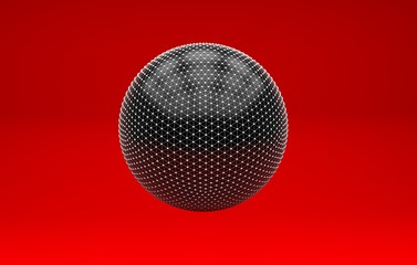 Fototapeta na wymiar 3d render smooth black ball on a gray background