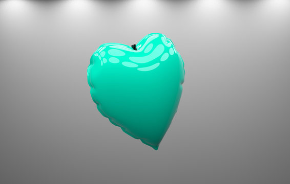 3D render of red heart balloon