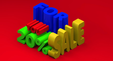 3d rendering of the text 20% of sales