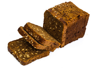 Fresh rye bread with seeds of sunflower square shape