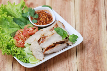 Roasted pork of Thai foods style.