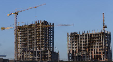 Construction, high-rise, building tower crane