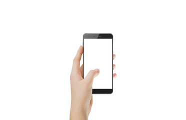 Isolated phone in hand on white background