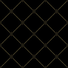 Geometric dotted vector black and golden pattern. Seamless abstract modern texture for wallpapers and backgrounds