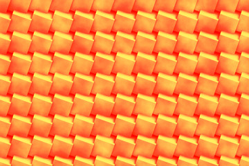 seamless abstract background made of connected grungy cubes in shades of orange