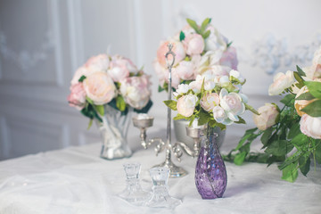 mirror, flowers, decoration, chandelier