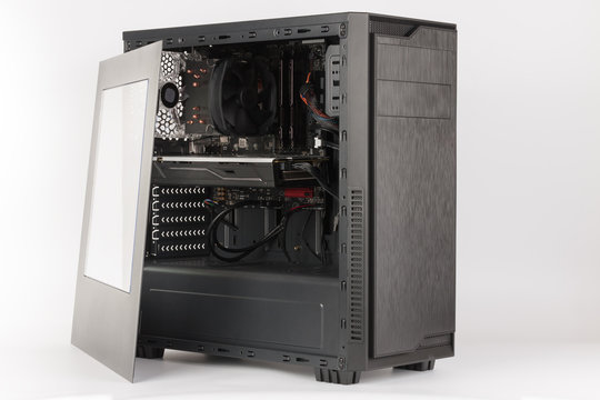 Midi tower computer case with transparent acryl side