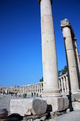 Oval forum in Gerasa Jerash in Jordan, Middle East