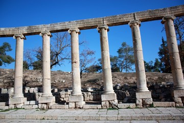 Oval forum in Gerasa Jerash in Jordan, Middle East