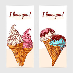 Gift cards with ice cream.