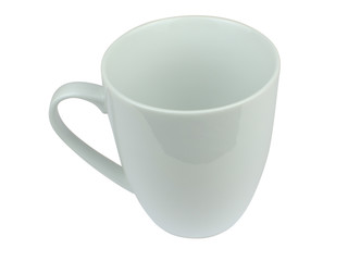 White fine porcelain mug on white background