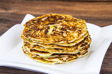 Vegetable cabbage Pancake on wooden background