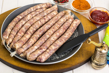 Sausage in natural cover for the grill