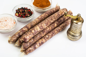 Sausage in natural cover for the grill