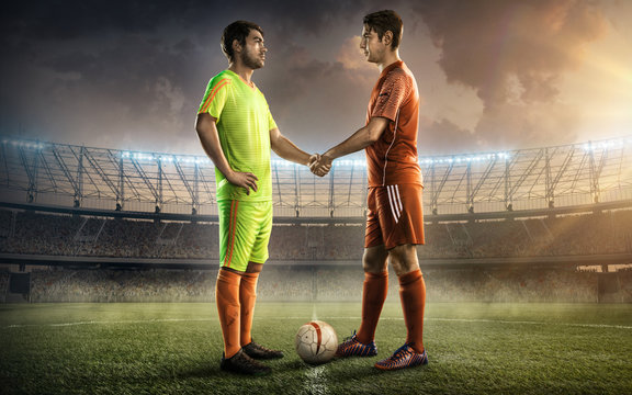 soccer team captains on a soccer field - Powered by Adobe