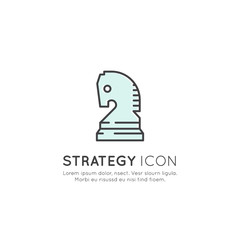 Vector Icon Style Illustration of Strategy Successful Business Management Concept, Isolated Minimalistic Object