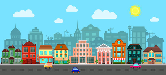 City Street in a Flat Design