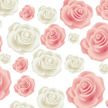 colorful pattern bud roses floral design vector illustration